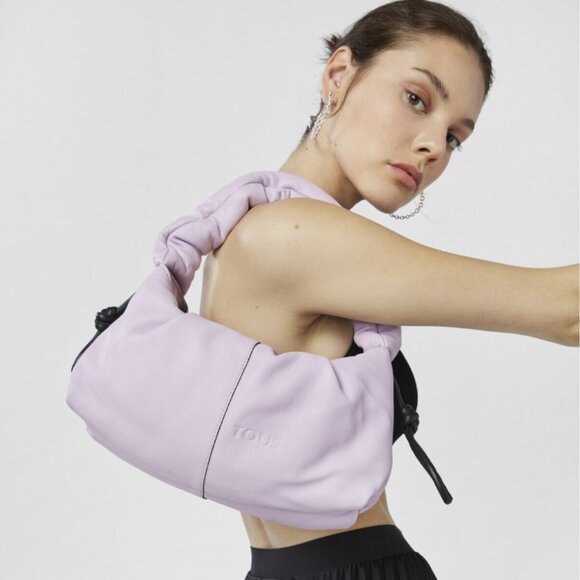 Tous Light Purple Gathered Shoulder Bag - Picture 1 of 16